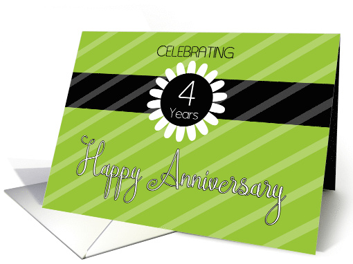 Employee Anniversary 4 Years - Vibrant Green Stripes card (1444324)