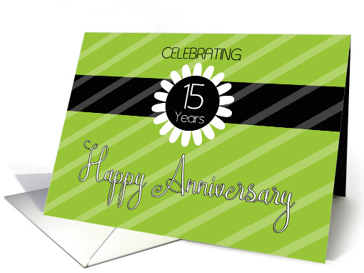 Employee Anniversary 15 Years - Vibrant Green Stripes card (1444336)