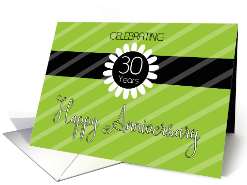 Employee Anniversary 30 Years - Vibrant Green Stripes card (1444346)