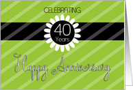 Employee Anniversary 40 Years - Vibrant Green Stripes card