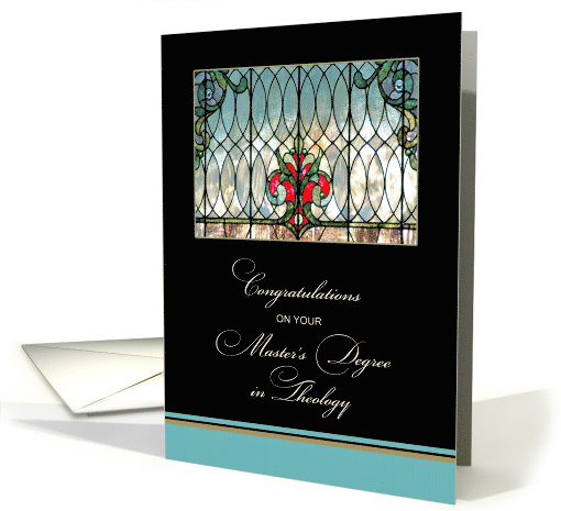 Congratulations Master's Degree in Theology - Stained Glass card