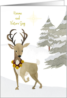 Christmas Heaven and Nature Sing Watercolor with Reindeer card