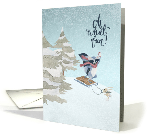 Oh What Fun Christmas with Raccoon and Rabbit card (1459086)