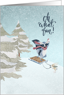 Oh What Fun Christmas with Raccoon and Rabbit card