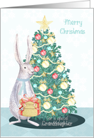 Christmas for Granddaughter Cute Bunny Rabbit with Gift card