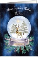 Christmas for Brother Peace on Earth Reindeer and Trees Snow Globe card