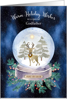 Christmas for Godfather Peace on Earth Reindeer Snow Globe card