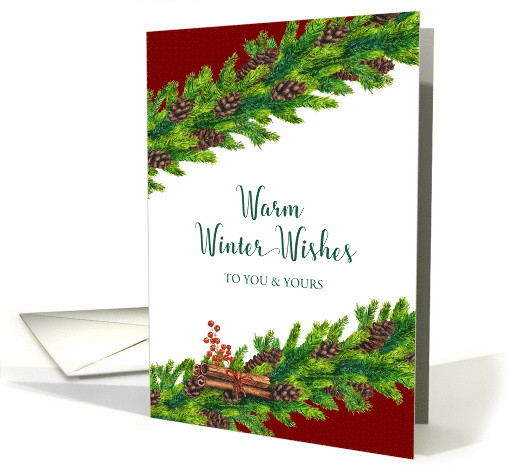 Christmas Warm Winter Wishes Pinecone Garland with... (1460188)