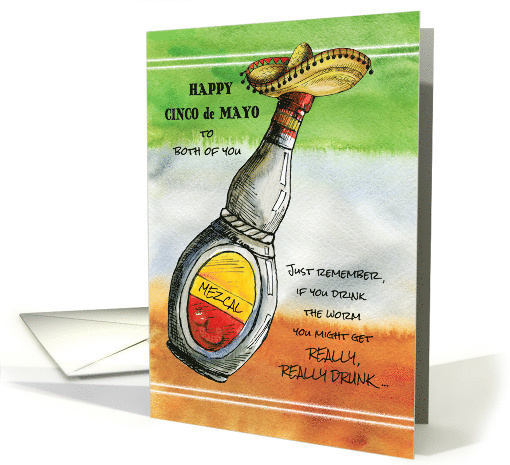 Happy Cinco de Mayo To Both of You Humor Mezcal Bottle Sombrero card