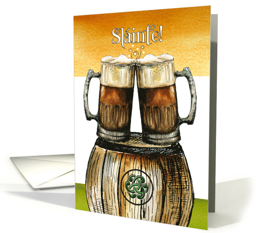 Happy St. Patrick's Day Toast Two Beers on a Barrel card (1469798)