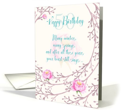 Happy 50th Birthday for Female Twigs and Flowers card (1469926)