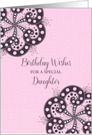 Happy Birthday Daughter Pink Abstract Paisley Flowers card