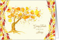Thanksgiving Give Thanks Watercolor Tree and Briar Berries card
