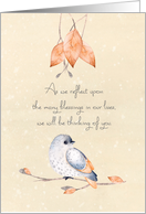 Happy Thanksgiving Blessings Autumn Leaves and Bird card
