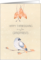 Happy Thanksgiving for Grandparents Blessings Autumn Leaves and Bird card