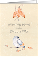 Happy Thanksgiving for Son and Family Blessings Autumn Leaves card