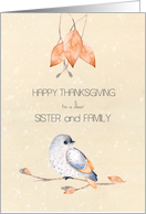 Happy Thanksgiving for Sister and Family Blessings Autumn Leaves card