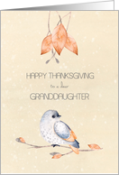 Happy Thanksgiving for Granddaughter Blessings Autumn Leaves and Bird card