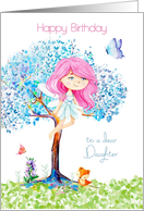 Happy Birthday for Daughter Cute Fairy Fox and Butterflies card