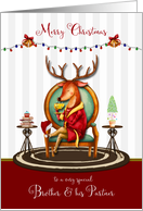 Christmas for Brother and Partner The Buck Stops Here Holiday Reindeer card