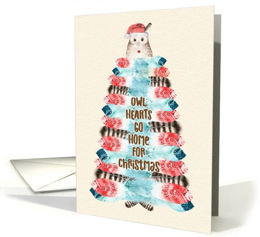 Owl Hearts Go Home for Christmas Cute Owl and Feather... (1505088)