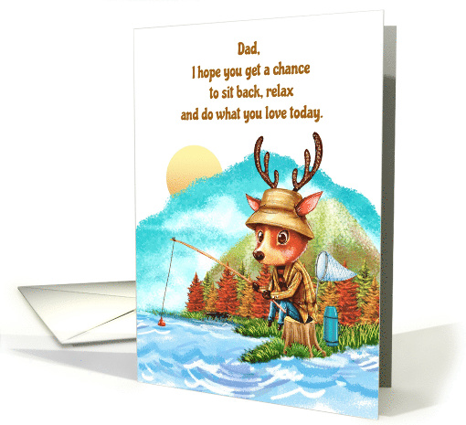 Happy Father's for Dad Whimsical Deer Fishing card (1561534)