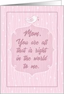 Happy Mother’s Day for Mom Inspirational Quote Bird Holding a Heart card