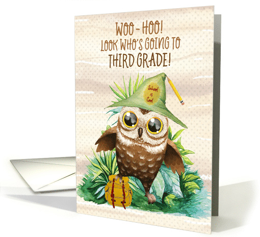 Back to School to Third Grade Owl with Backpack card (1580020)