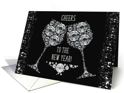 Happy New Year Cheers to the New Year Crystal Glasses card (1593570)