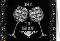 Happy New Year Cheers to the New Year Crystal Glasses card