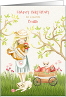 Happy 5th Birthday for Cousin with Rooster, Kitten and Dog card