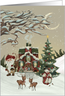 From Our House to Yours Christmas Home with Gnome Snowman and Deer card