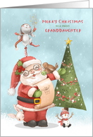 Christmas for Young Granddaughter Santa and his Friends card