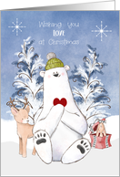 Christmas Love Polar Bear with Heart and Rabbit in Gift Box card