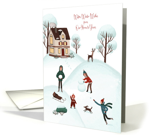 Christmas from Our Home to Yours Family Fun in the Snow card (1659632)