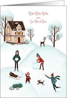 Christmas from Our Home to Yours Family Fun in the Snow card
