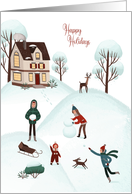 Happy Holidays Family Fun in the Snow card
