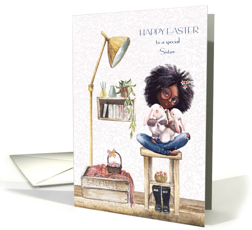 Easter for Sister African American Girl with Bunnies and... (1677008)