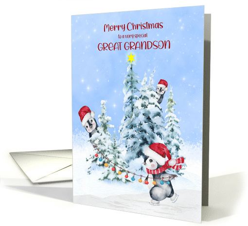 Christmas for Great Grandson Penguins Ice Skating... (1709526)