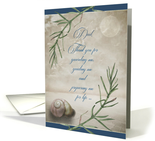 Dad Father's Day Sentimental Thank You Seashore Seashell and Moon card