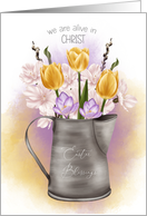 Religious Easter Blessings We Are Alive in Christ Bouquet with Tulips card