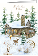 Christmas From Our Home to Yours Rustic Cottage Cardinals and Deer card
