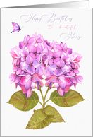 Birthday for Female Nurse Hydrangeas and Butterfly card