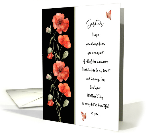 Happy Mother's Day for Sister Poppies and Butterflies card (1766798)
