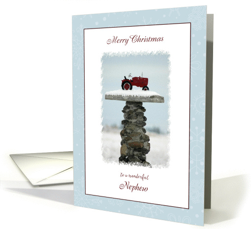 Merry Christmas for Nephew ~ Red Tractor in the Snow card (861251)