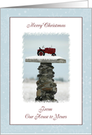 Christmas From Our House to Yours, Red Tractor in the Snow card