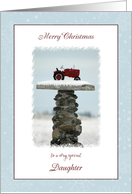 Christmas for Daughter ~ Red Tractor in the Snow card