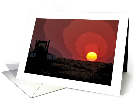 Tractor at Sunset Blank card (865641)