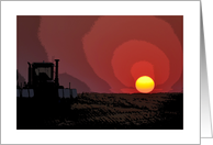 Tractor at Sunset Blank card