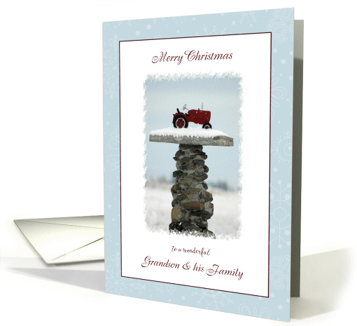 Christmas Grandson and Family - Red Tractor in the Snow card (865841)